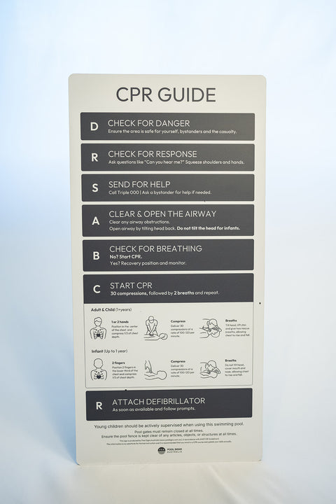 Charcoal Black CPR Pool Sign