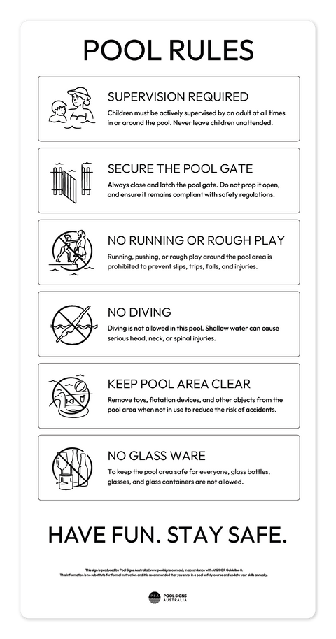 Ice White Pool Rules Sign