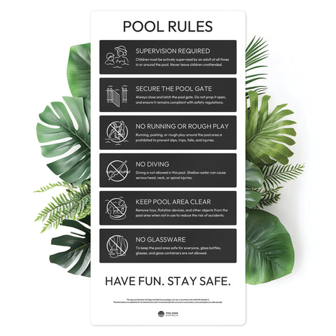 Charcoal Pool Rules Sign