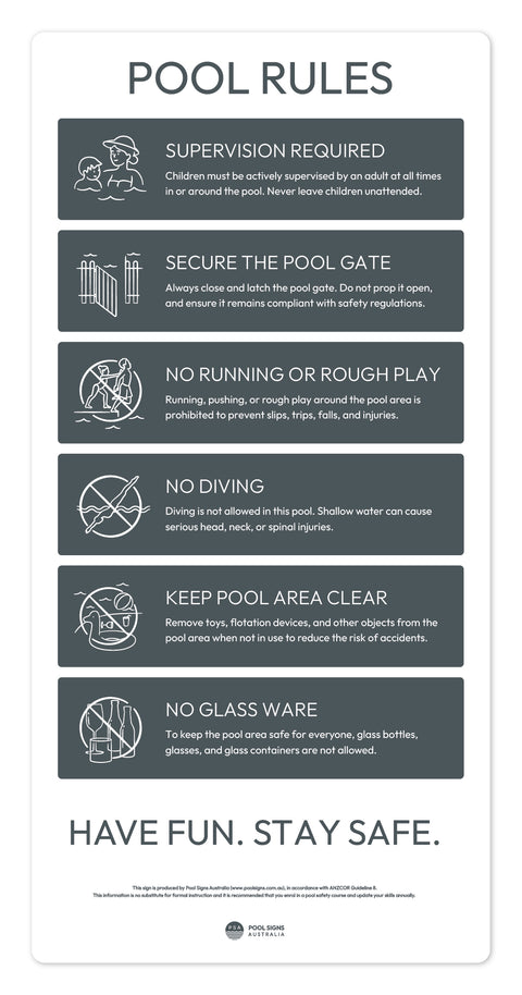 Slate Grey Pool Rules Sign