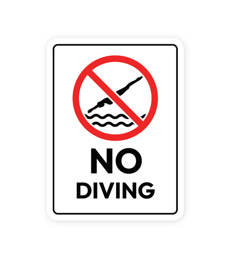 Weatherproof No Diving Sign - Charcoal & Red