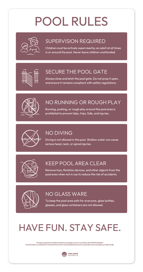 Earth Red Pool Rules Sign