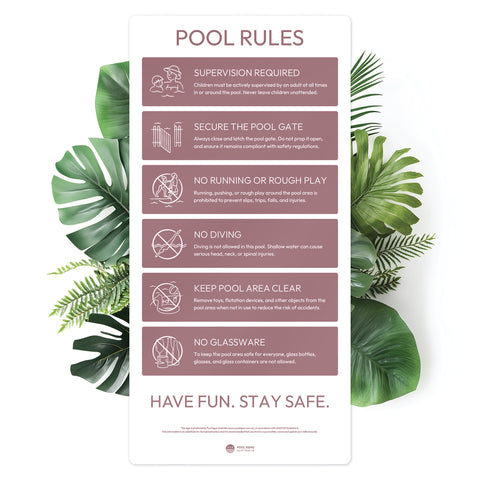 Earth Red Pool Rules Sign